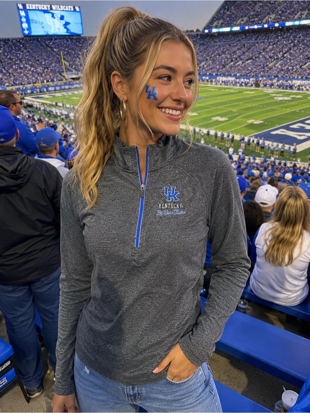 Top of the World University of Kentucky 1/4 Zip Pullover Top Grey M